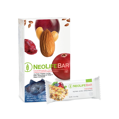 NeoLife Bar di GNLD barretta energetica con proteine, fibre, omega-3, 17 vitamine, da cereali, semi, frutti di bosco. No glutine